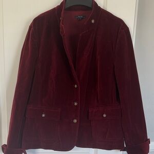 Nautica Rich Burgundy Velvet Blazer